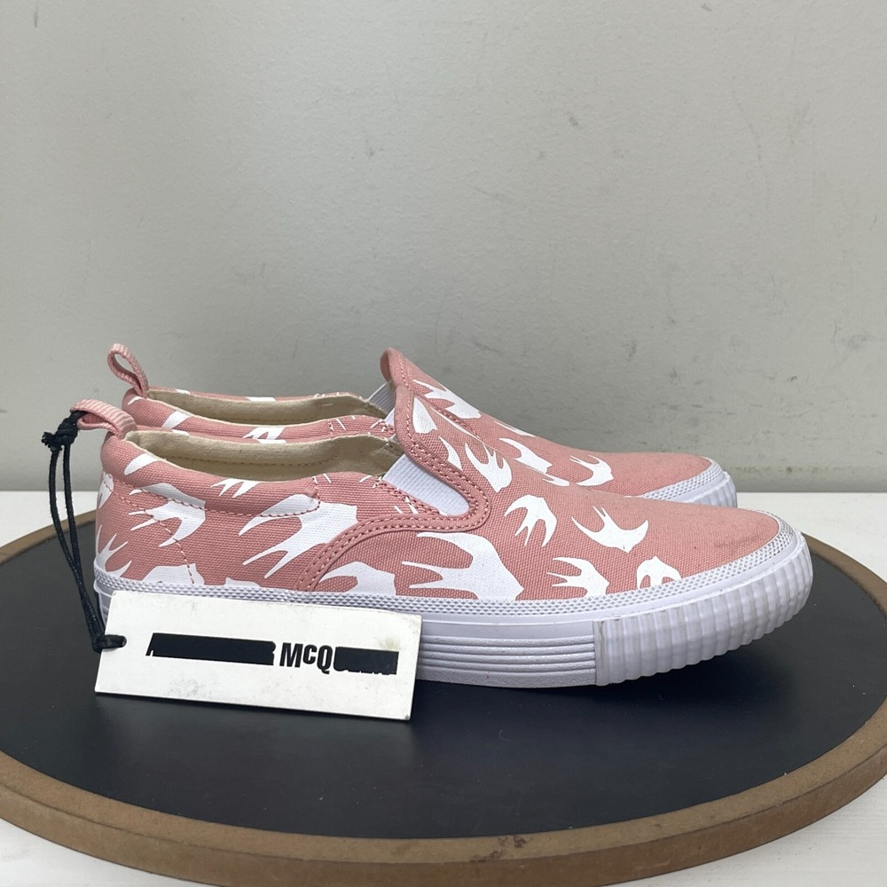 McQ Alexander McQueen Swallow‎ Vulc Slip On Women 38 / 7.5Flat Pink White Casual